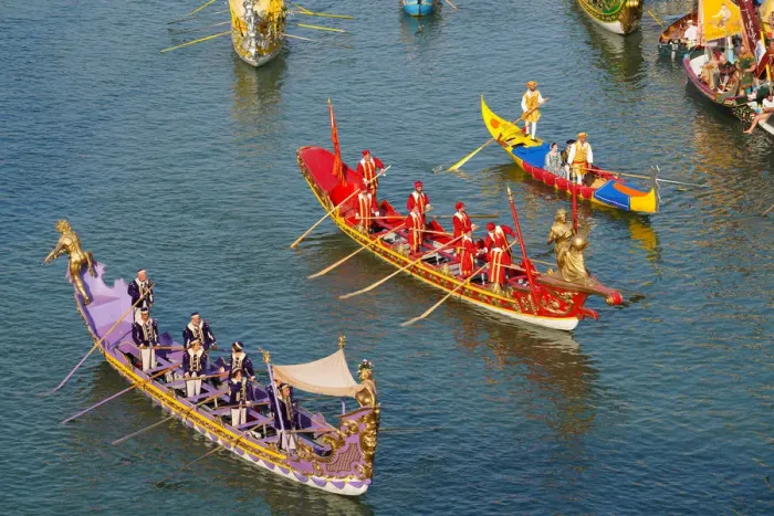 Framed Print : The boats of the historical procession for the historical Regatta on the Grand Canal Framed Print : The boats of the historical procession for the historical Regatta on the Grand Canal