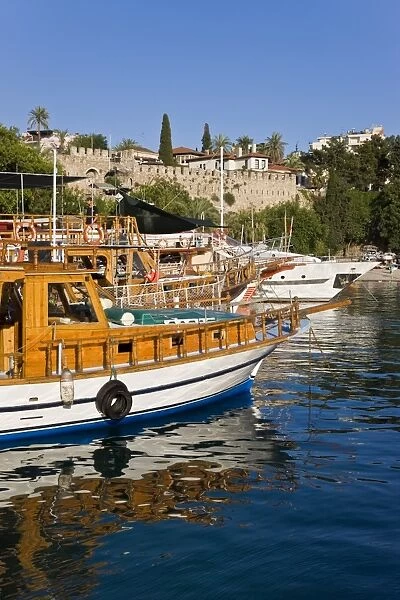 Boats moored in the Marina and Roman Harbour in Kaleici, Old Town, Antalya