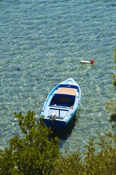 Boats moored at Panormos, Skopelos, Sporades Islands, Greek Islands, Greece, Europe
