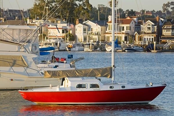 Boats in Newport Channel near Balboa, Newport Beach, Orange County, California