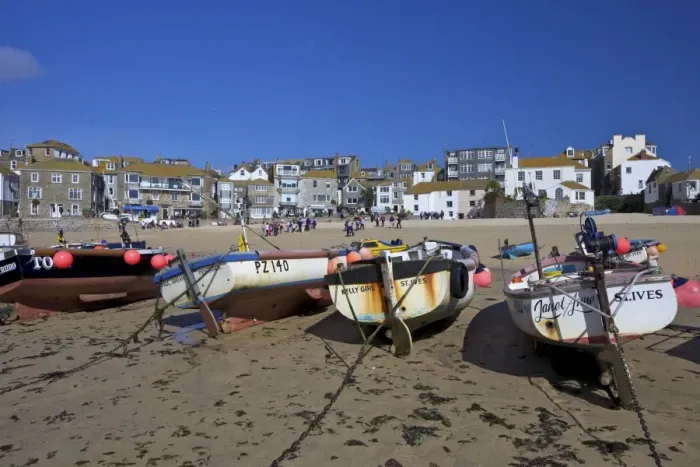 Framed Print : Boats in old harbour in summer, St. Ives, Cornwall, England, United Kingdom, Europe Framed Print : Boats in old harbour in summer, St. Ives, Cornwall, England, United Kingdom, Europe