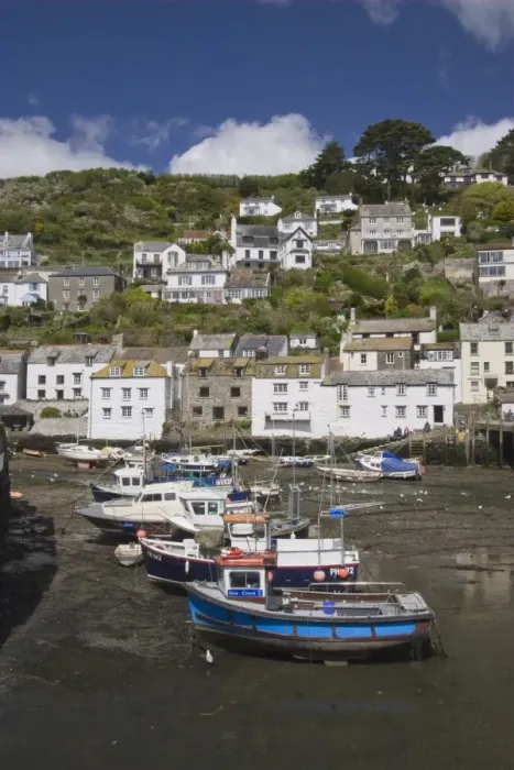 Framed Print : Boats in Polperro harbour at low tide, Cornwall, England, United Kingdom, Europe Framed Print : Boats in Polperro harbour at low tide, Cornwall, England, United Kingdom, Europe