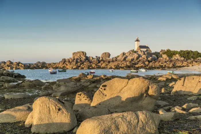 Framed Print : Boats and Pontusval lighthouse, Brignogan Plage, Finistere, Brittany, France, Europe Framed Print : Boats and Pontusval lighthouse, Brignogan Plage, Finistere, Brittany, France, Europe