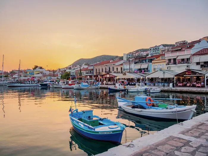 Framed Print : Boats at the Port of Pythagoreio, dusk, Samos Island, North Aegean, Greek Islands, Greece, Europe Framed Print : Boats at the Port of Pythagoreio, dusk, Samos Island, North Aegean, Greek Islands, Greece, Europe