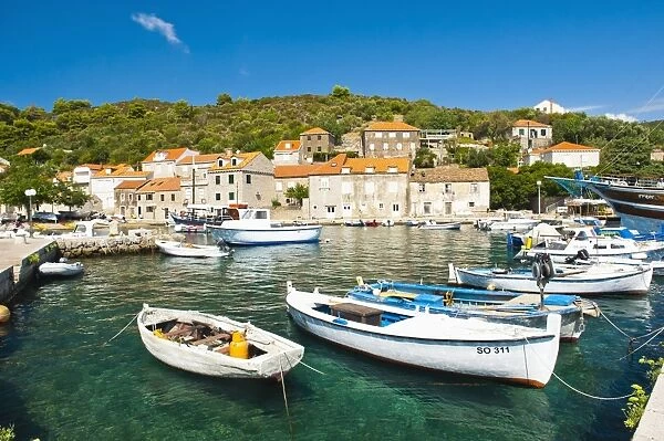 Boats in the port, Sipan Island, Elaphiti Islands, Dalmatian Coast, Adriatic, Croatia, Europe