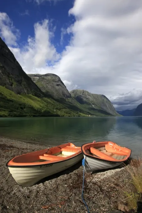Framed Print : Boats pulled up on the shore of a fjord in the Fjordland region, western Norway, Scandinavia Framed Print : Boats pulled up on the shore of a fjord in the Fjordland region, western Norway, Scandinavia