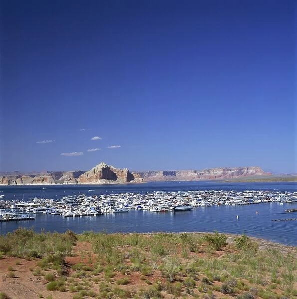 Boats for recreation moored on Lake Powell