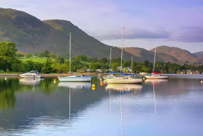 Framed Print : Boats at sunrise, Ullswater, Lake District National Park, UNESCO World Heritage Site, Cumbria, England, United Kingdom, Europe Framed Print : Boats at sunrise, Ullswater, Lake District National Park, UNESCO World Heritage Site, Cumbria, England, United Kingdom, Europe