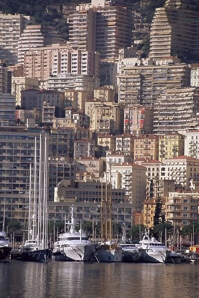 Boats on the waterfront, Monte Carlo, Monaco, Cote d Azur, Mediterranean, Europe