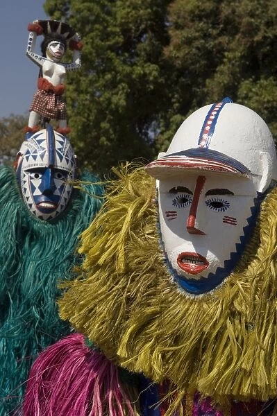 Bobo masks during festivities, Sikasso, Mali, Africa
