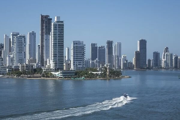 Bocagrande skyline and harbour, Cartagena, Colombia, South America