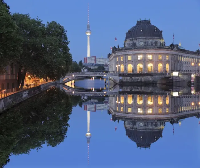 Framed Print : Bode Museum and TV Tower reflecting on Spree River, Museum Island, UNESCO World Heritage Site Framed Print : Bode Museum and TV Tower reflecting on Spree River, Museum Island, UNESCO World Heritage Site