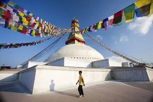 Bodhnath Stupa (Boudhanth) (Boudha) one of the holiest Buddhist sites in Kathmandu
