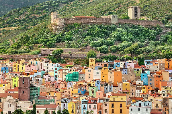 Bosa and Malaspina castle, Oristano district, Sardinia, Italy, Mediterranean, Europe