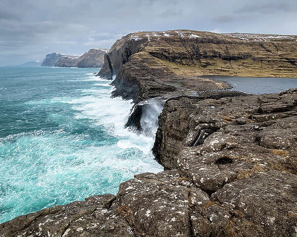 Bosdalafossur waterfall, Vagar Island, Faroe Islands, Denmark, Europe