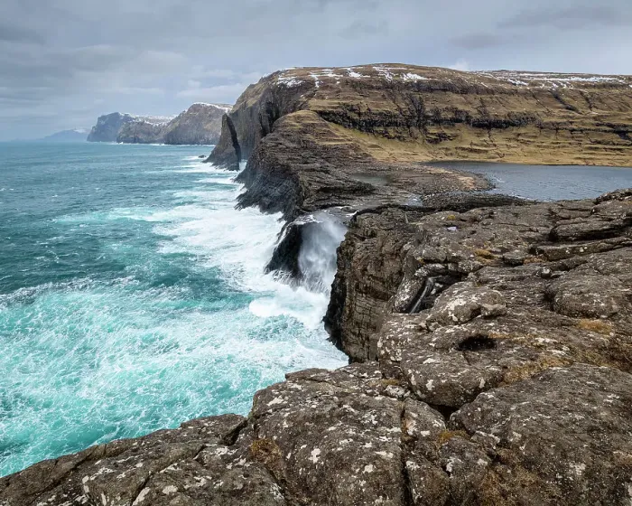 Framed Print : Bosdalafossur waterfall, Vagar Island, Faroe Islands, Denmark, Europe Framed Print : Bosdalafossur waterfall, Vagar Island, Faroe Islands, Denmark, Europe