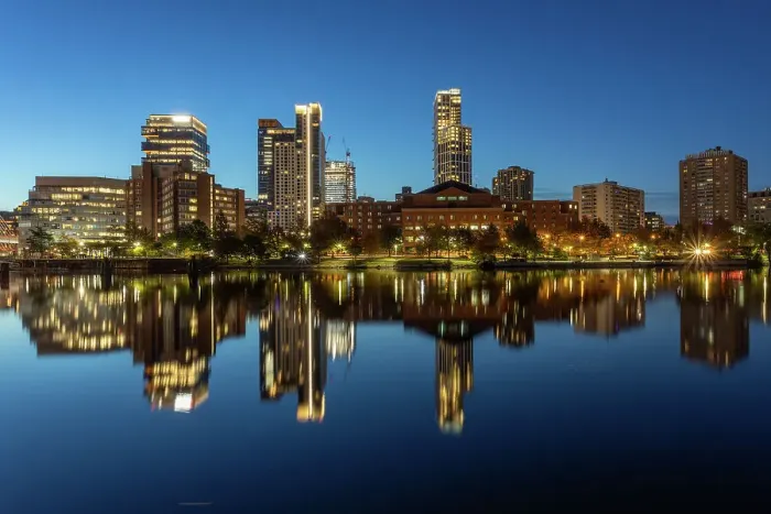 Framed Print : Boston Skyline Reflection, Boston, Massachusetts, New England, United States of America, North America Framed Print : Boston Skyline Reflection, Boston, Massachusetts, New England, United States of America, North America
