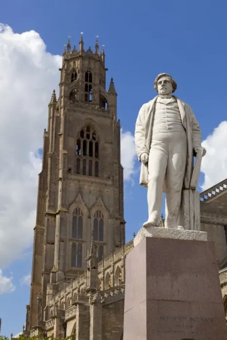 Framed Print : The Boston Stump, St. Bartolphs Church, with a statue of Herbert Ingram the founder of The Illustrated London News, Wormgate, Boston, Lincolnshire, England, United Framed Print : The Boston Stump, St. Bartolphs Church, with a statue of Herbert Ingram the founder of The Illustrated London News, Wormgate, Boston, Lincolnshire, England, United