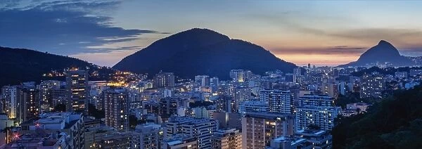Botafogo and Humaita Neighbourhoods at twilight, elevated view, Rio de Janeiro, Brazil