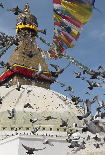 Boudhnath Stupa, one of the holiest Buddhist sites in Kathmandu, Nepal, Asia