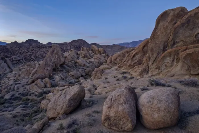 Framed Print : Boulders and granite hills, Alabama Hills, Inyo National Forest, California, United