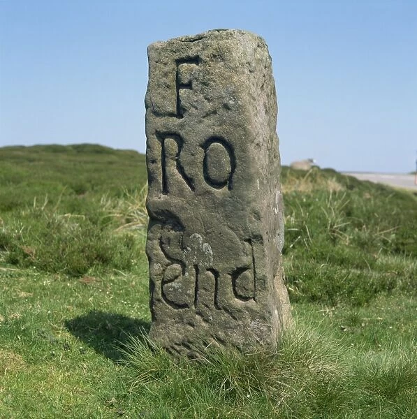 Boundary stone, Hutton-le-Hole, North Yorkshire, England, United Kingdom, Europe