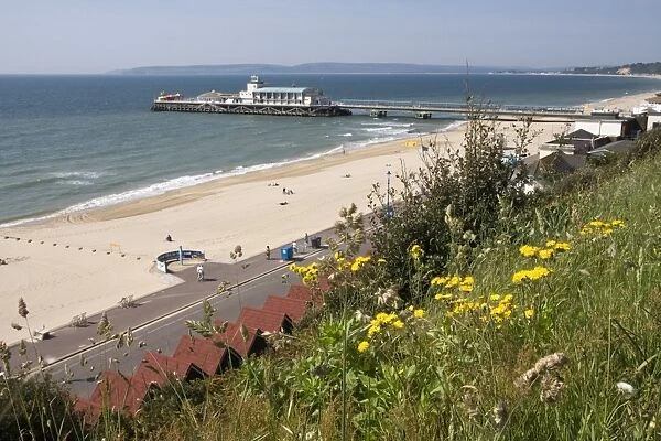 Bournemouth Pier and beach, Poole Bay, Dorset, England, United Kingdom, Europe