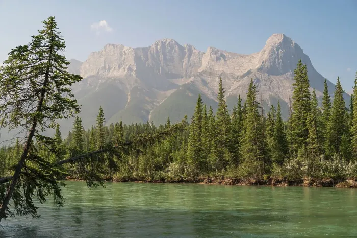 Framed Print : The Bow River and Ha Ling Peak in wildfire smoke, Canmore, Canadian Rockies, Alberta, Canada, North America Framed Print : The Bow River and Ha Ling Peak in wildfire smoke, Canmore, Canadian Rockies, Alberta, Canada, North America