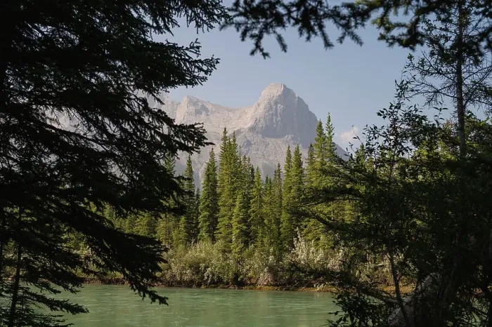Framed Print : The Bow River and Ha Ling Peak in wildfire smoke, Canmore, Canadian Rockies, Alberta, Canada, North America Framed Print : The Bow River and Ha Ling Peak in wildfire smoke, Canmore, Canadian Rockies, Alberta, Canada, North America