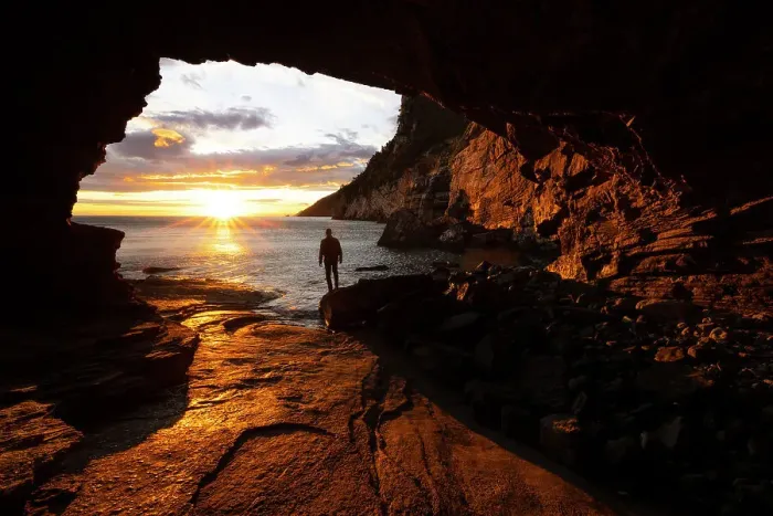 Framed Print : A boy admires a beautiful spring sunset from the Byron cave, Portovenere, La Spezia province, Liguria district, Italy, Europe Framed Print : A boy admires a beautiful spring sunset from the Byron cave, Portovenere, La Spezia province, Liguria district, Italy, Europe