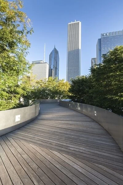 The BP Pedestrian Bridge designed by Frank Gehry, Grant Park, Chicago, Illinois, United States of America, North America