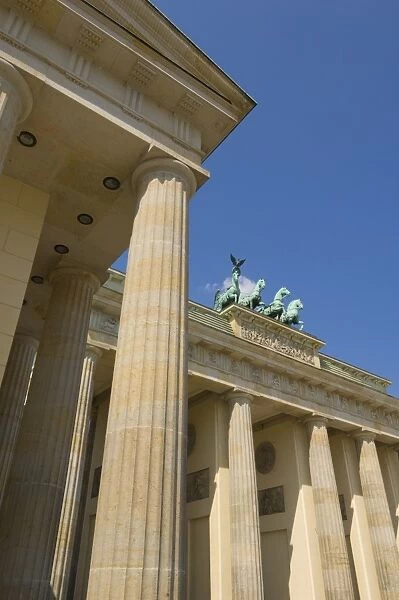 The Brandenburg Gate with the Quadriga winged victory statue on top, Pariser Platz, Berlin, Germany, Europe