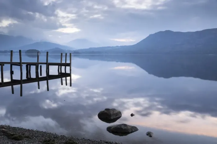 Framed Print : Brandlehow Bay, Borrowdale, Lake Derwent Water at daybreak, Lake District National Park Framed Print : Brandlehow Bay, Borrowdale, Lake Derwent Water at daybreak, Lake District National Park