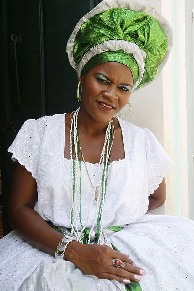 Brazilian woman wearing a traditional costume, Salvador, Bahia, Brazil, South America