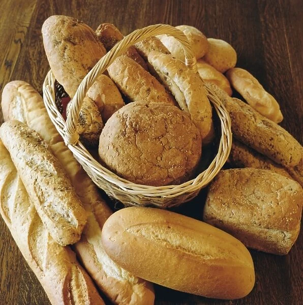 Bread loaves and a basket