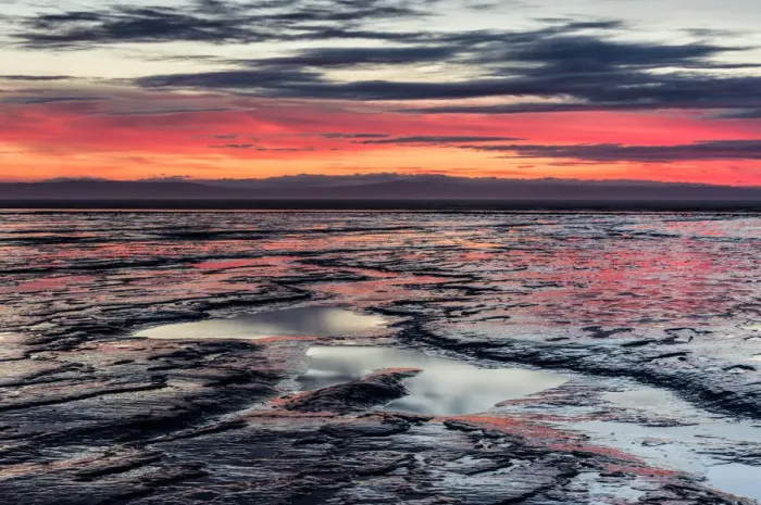 Framed Print : Brean Beach at sunset, mud and the Bristol Channel, Somerset, England, United Kingdom Framed Print : Brean Beach at sunset, mud and the Bristol Channel, Somerset, England, United Kingdom