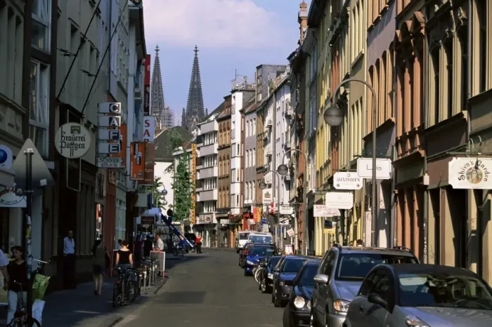 Framed Print : Breite Strasse with mix of stores from funky to elegant Framed Print : Breite Strasse with mix of stores from funky to elegant