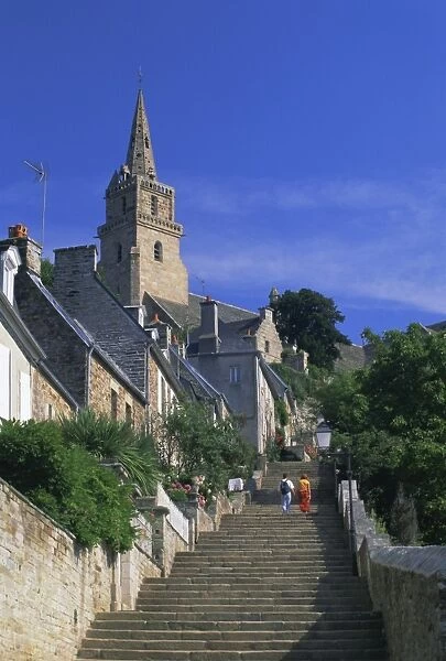 The Brelevenez church and steps, Lannion, Cotes d Armor, Brittany, France, Europe