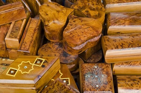 Briar-root and thuya boxes for sale in the Old City, Essaouira, Morocco