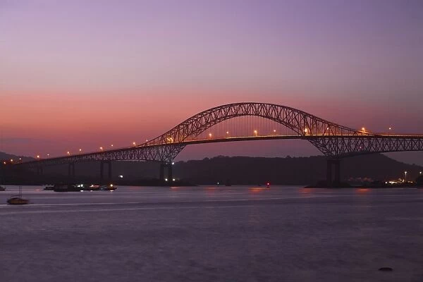 Bridge of the Americas at sunset, Panama City, Panama, Central America