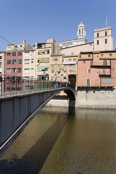 Bridge, Cathedral and brightly painted houses on the