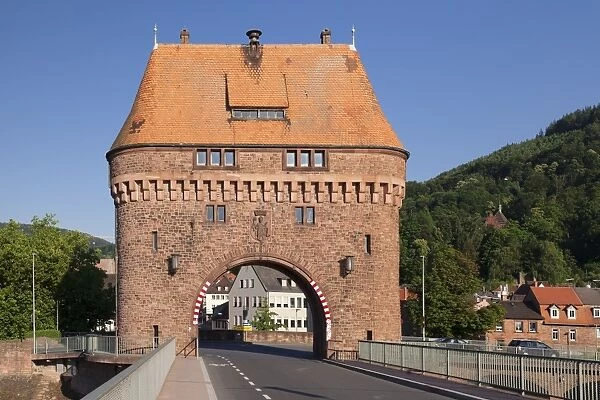 Bridge Gate on a bridge over the Main River, Miltenberg, Franconia, Bavaria, Germany