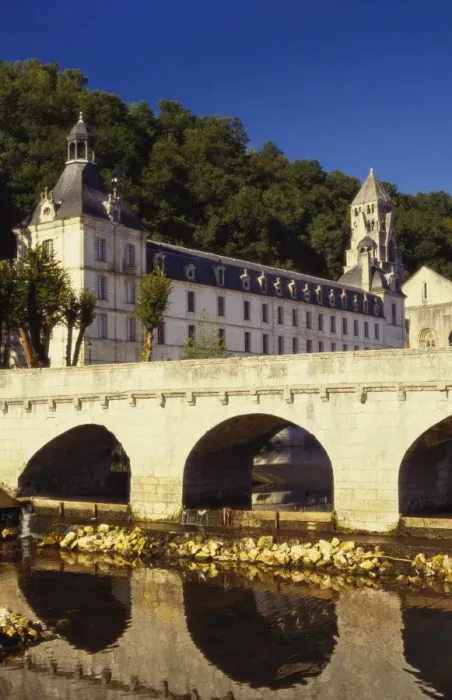 Framed Print : Bridge and Medieval Monastery, Brantome, Dordogne, France Framed Print : Bridge and Medieval Monastery, Brantome, Dordogne, France