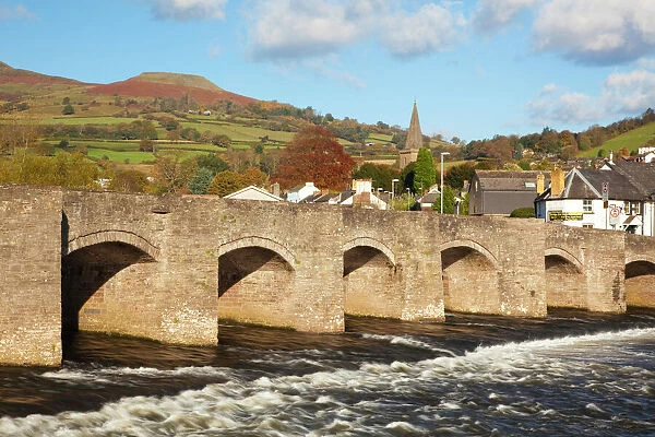 Bridge over River Usk, Crickhowell, Powys, Wales, United Kingdom, Europe