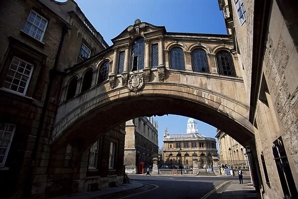 Bridge of Sighs with Sheldonian Theatre in the background, Oxford, Oxfordshire