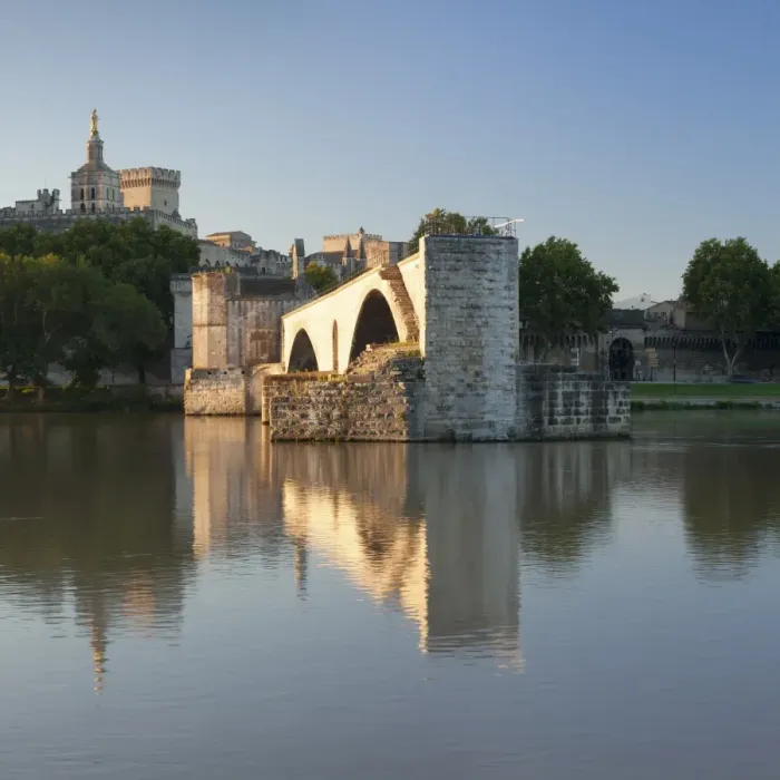Framed Print : Bridge St. Benezet over Rhone River with Papal Palace behind, UNESCO World Heritage Site Framed Print : Bridge St. Benezet over Rhone River with Papal Palace behind, UNESCO World Heritage Site