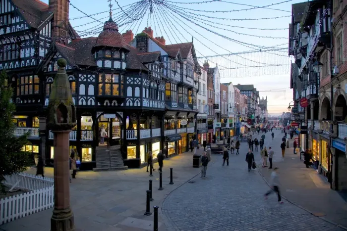Framed Print : Bridge Street at Christmas, Chester, Cheshire, England, United Kingdom, Europe Framed Print : Bridge Street at Christmas, Chester, Cheshire, England, United Kingdom, Europe