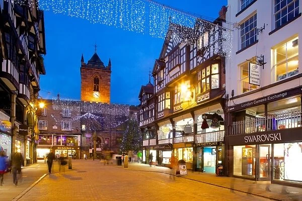 Bridge Street at Christmas, Chester, Cheshire, England, United Kingdom, Europe