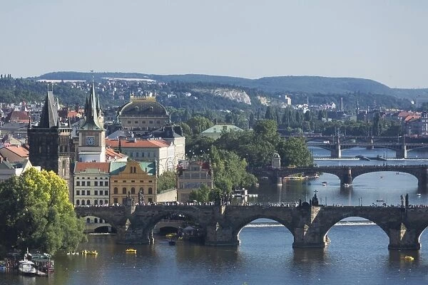 Bridges over the Vltava River, Prague, Czech Republic, Europe