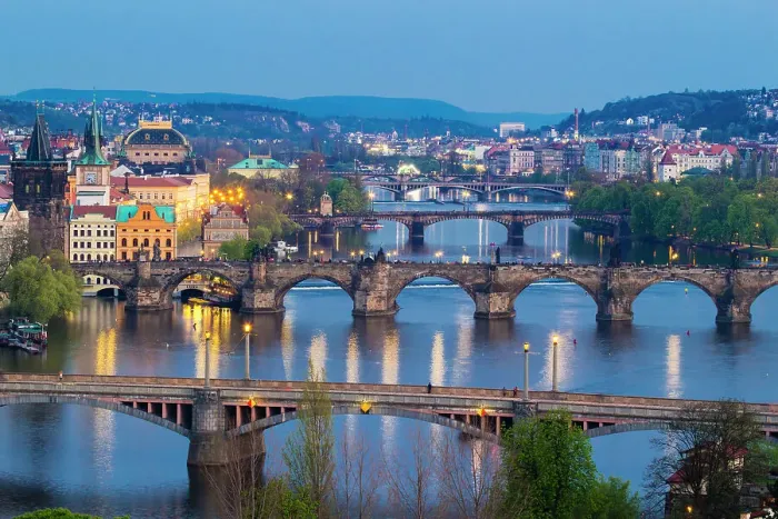 Framed Print : Bridges over Vltava River as seen from Letna Park at twilight, Prague, Czech Republic (Czechia), Eurpe Framed Print : Bridges over Vltava River as seen from Letna Park at twilight, Prague, Czech Republic (Czechia), Eurpe